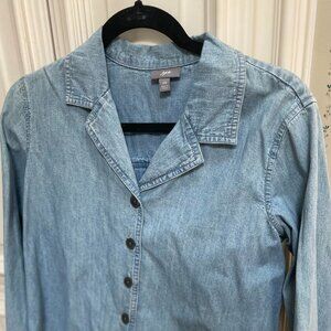 J. Jill Stone Washed Denim Flared Shirt Jacket Size XS